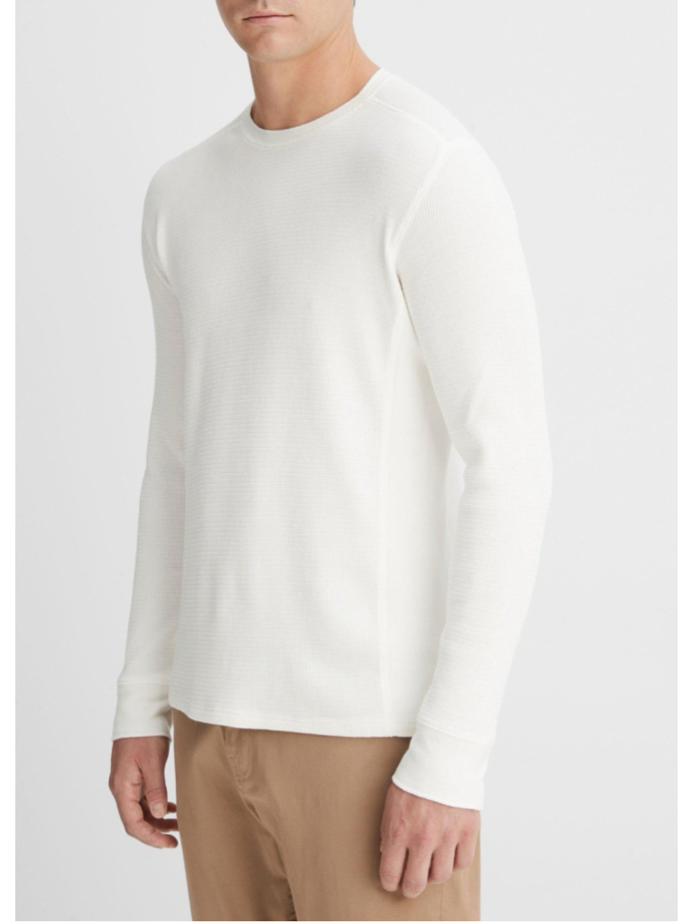 Vince Men’s Minimalist Pima Cotton-Blend Thermal Long-Sleeve Pullover Sz Large